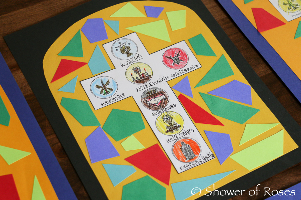 The Seven Sacraments Stained Glass Window {Catechism Craft with Free Printable!}