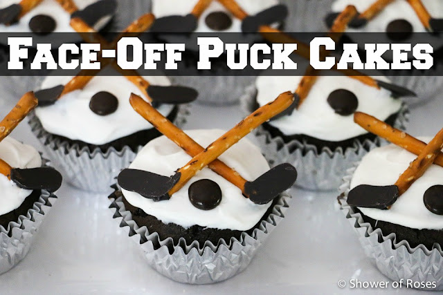 Hot Chocolate & Marshmallow Face-Off Puck Cakes {Hockey Themed Cupcakes}
