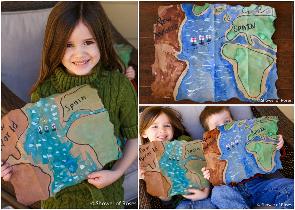 Columbus Day Craft :: New World Map - Shower of Roses Blog