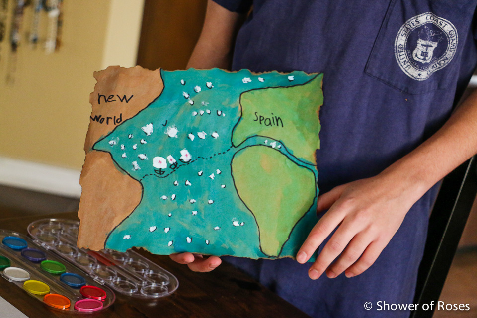 Columbus Day Craft :: New World Map - Shower of Roses Blog