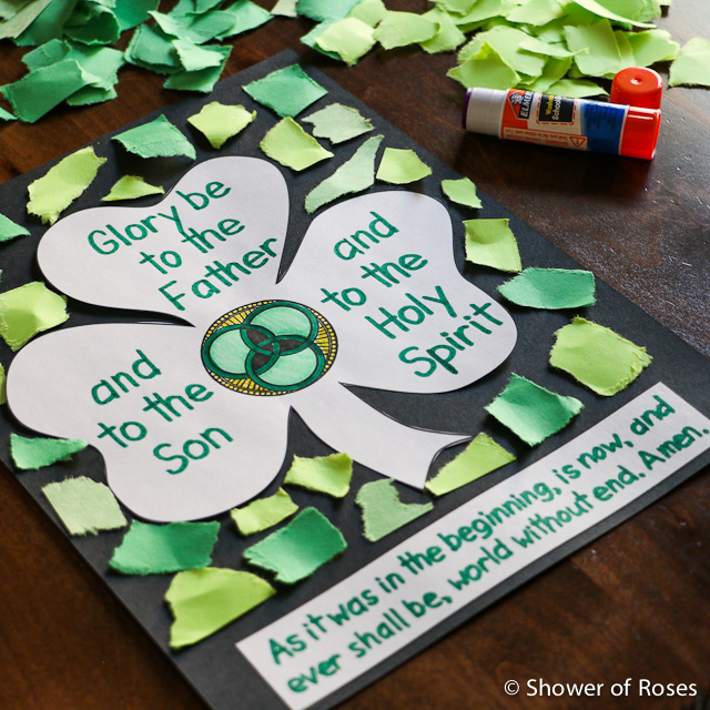 Blessed Trinity Shamrock “Glory Be” Prayer Poster {Catechism Craft with Free Printable!}