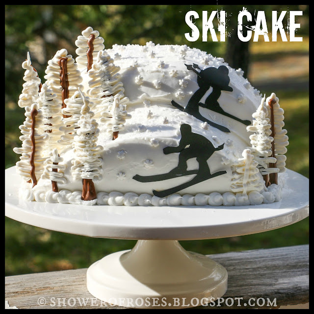 Snowy Mountain Ski Resort Birthday Cake
